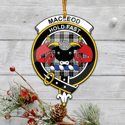 Scottish Macleod Black And White Clan Tartan Mica Ornament Christmas Decoratio - 2-Sided  Scottish Plaid Tartan Plaid