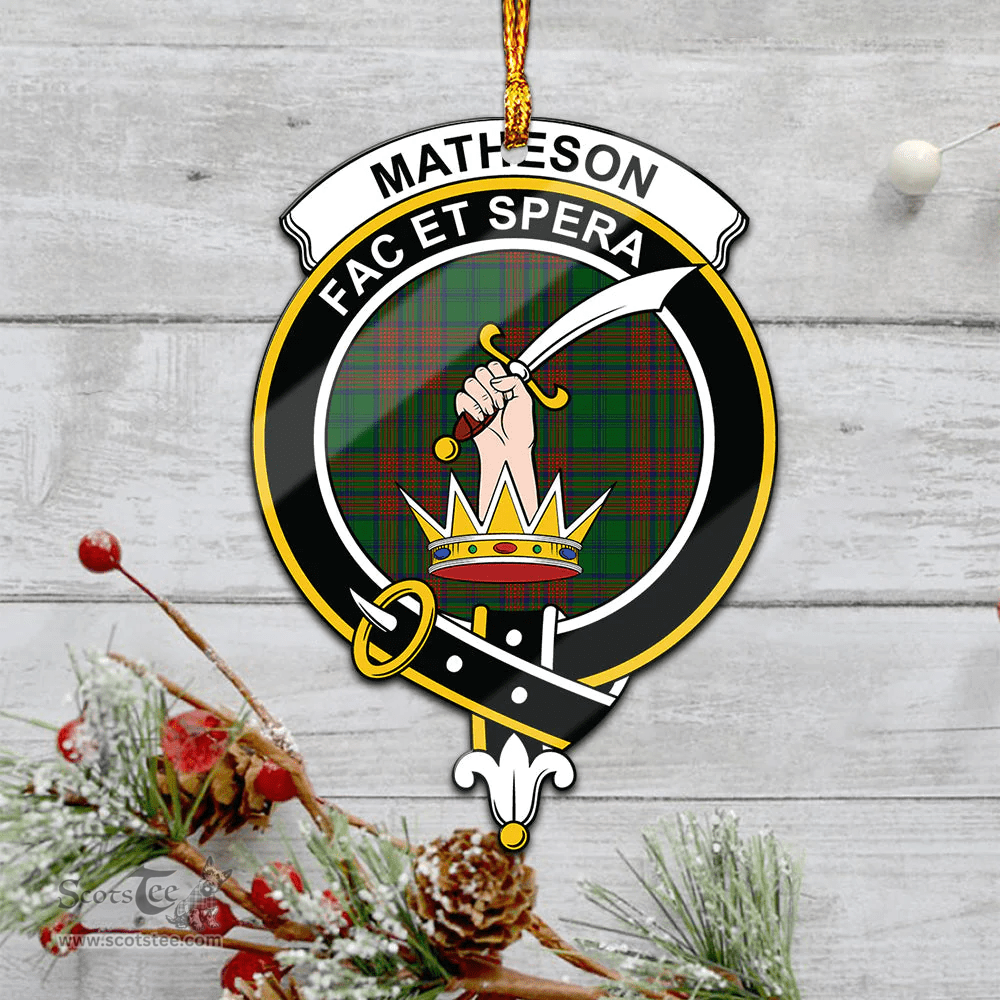Scottish Matheson Hunting Highland Clan Tartan Mica Ornament Christmas Decoratio - 2-Sided  Scottish Plaid Tartan Plaid