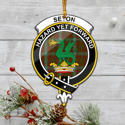 Scottish Seton Hunting Clan Tartan Mica Ornament Christmas Decoratio - 2-Sided  Scottish Plaid Tartan Plaid