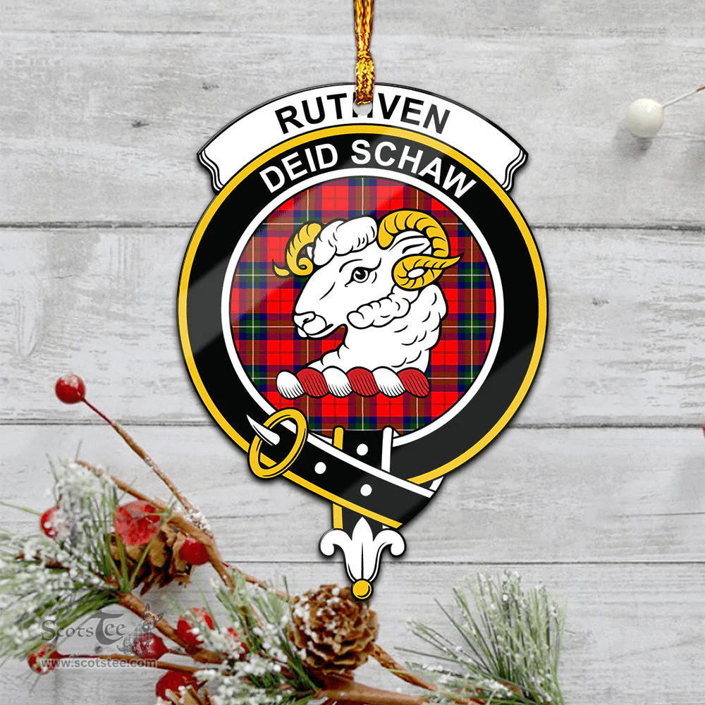 Scottish Ruthven Modern Clan Tartan Mica Ornament Christmas Decoratio - 2-Sided  Scottish Plaid Tartan Plaid