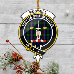 Scottish Russell Modern Clan Tartan Mica Ornament Christmas Decoratio - 2-Sided  Scottish Plaid Tartan Plaid