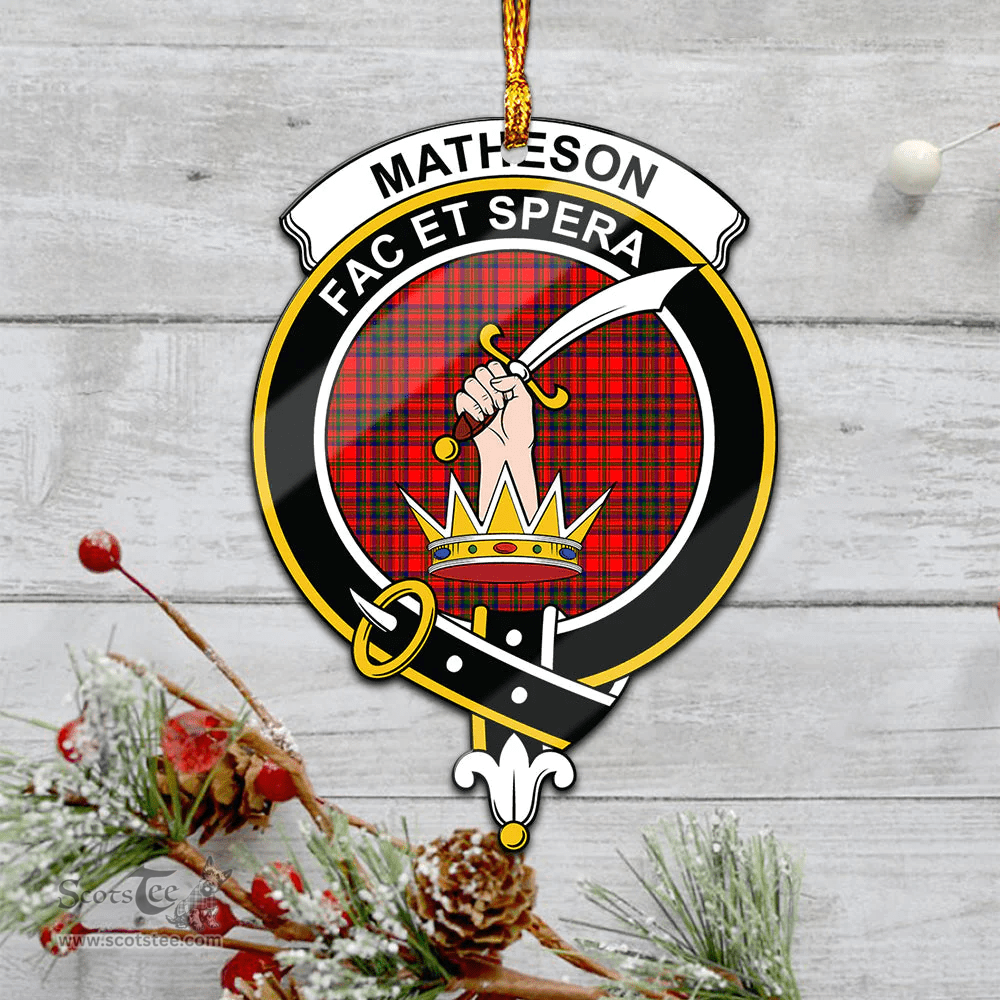 Scottish Matheson Modern Clan Tartan Mica Ornament Christmas Decoratio - 2-Sided  Scottish Plaid Tartan Plaid