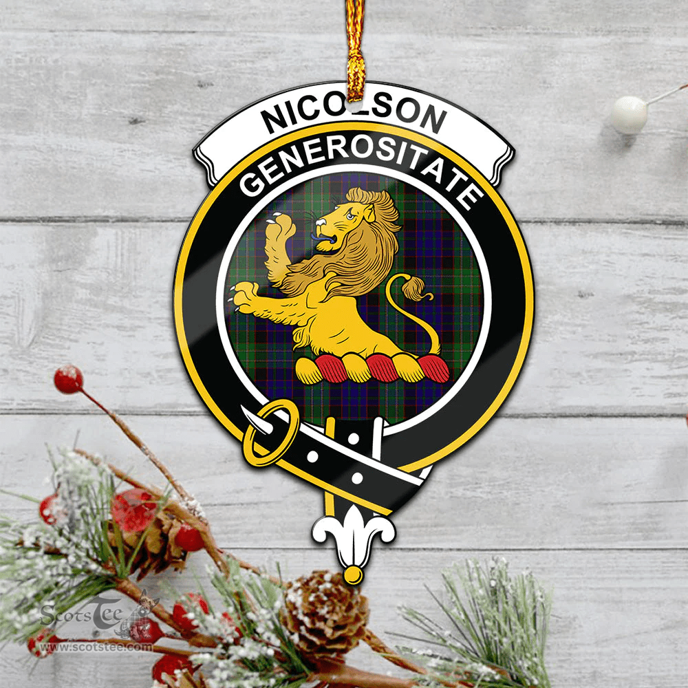 Scottish Nicolson Green Hunting Clan Tartan Mica Ornament Christmas Decoratio - 2-Sided  Scottish Plaid Tartan Plaid