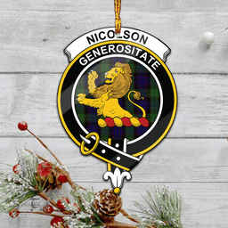 Scottish Nicolson Green Hunting Clan Tartan Mica Ornament Christmas Decoratio - 2-Sided  Scottish Plaid Tartan Plaid