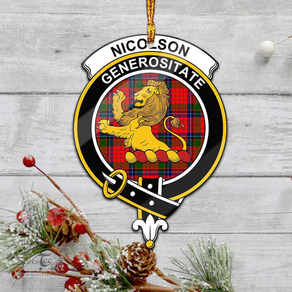 Scottish Nicolson Modern Clan Tartan Mica Ornament Christmas Decoratio - 2-Sided  Scottish Plaid Tartan Plaid