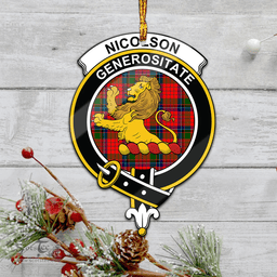 Scottish Nicolson Modern Clan Tartan Mica Ornament Christmas Decoratio - 2-Sided  Scottish Plaid Tartan Plaid