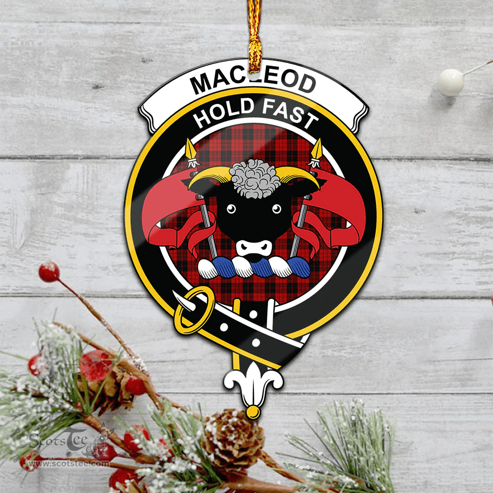 Scottish Macleod Black And Red Clan Tartan Mica Ornament Christmas Decoratio - 2-Sided  Scottish Plaid Tartan Plaid