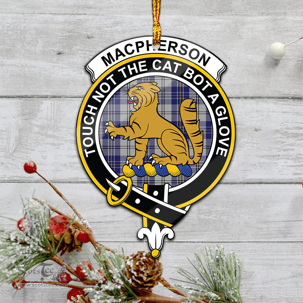 Scottish Macpherson Dress Blue Clan Tartan Mica Ornament Christmas Decoratio - 2-Sided  Scottish Plaid Tartan Plaid