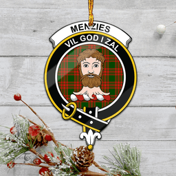 Scottish Menzies Green Modern Clan Tartan Mica Ornament Christmas Decoratio - 2-Sided  Scottish Plaid Tartan Plaid