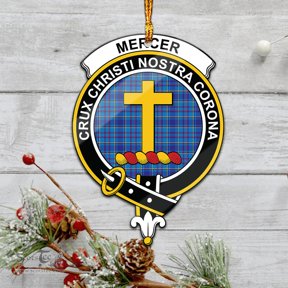 Scottish Mercer Modern Clan Tartan Mica Ornament Christmas Decoratio - 2-Sided  Scottish Plaid Tartan Plaid