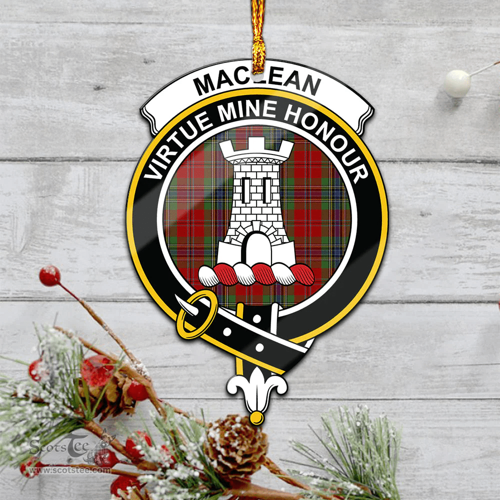 Scottish Maclean Of Duart Clan Tartan Mica Ornament Christmas Decoratio - 2-Sided  Scottish Plaid Tartan Plaid