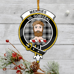 Scottish Menzies Black And White Clan Tartan Mica Ornament Christmas Decoratio - 2-Sided  Scottish Plaid Tartan Plaid