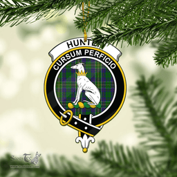 Scottish Hunter Of Hunterston Clan Tartan Mica Ornament Christmas Decoratio - 2-Sided  Scottish Plaid Tartan Plaid