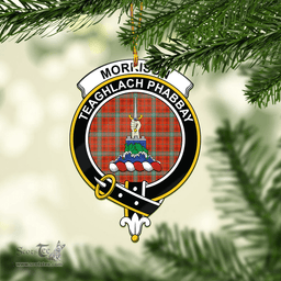 Scottish Morrison Red Ancient Clan Tartan Mica Ornament Christmas Decoratio - 2-Sided  Scottish Plaid Tartan Plaid