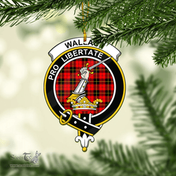 Scottish Wallace Hunting Red Clan Tartan Mica Ornament Christmas Decoratio - 2-Sided  Scottish Plaid Tartan Plaid