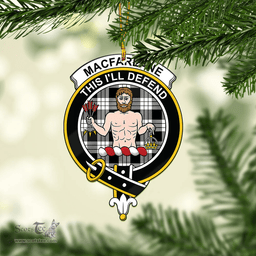 Scottish Macfarlane Black White Clan Tartan Mica Ornament Christmas Decoratio - 2-Sided  Scottish Plaid Tartan Plaid