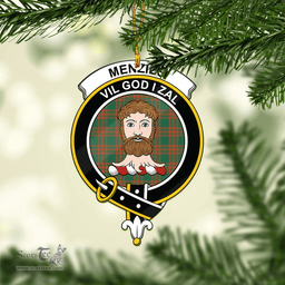 Scottish Menzies Green Ancient Clan Tartan Mica Ornament Christmas Decoratio - 2-Sided  Scottish Plaid Tartan Plaid