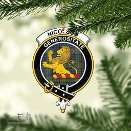 Scottish Nicolson Hunting Ancient Clan Tartan Mica Ornament Christmas Decoratio - 2-Sided  Scottish Plaid Tartan Plaid