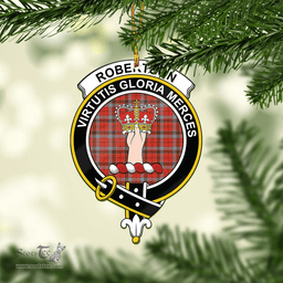 Scottish Robertson Weathered Clan Tartan Mica Ornament Christmas Decoratio - 2-Sided  Scottish Plaid Tartan Plaid
