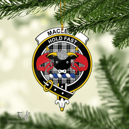 Scottish Macleod Black And White Clan Tartan Mica Ornament Christmas Decoratio - 2-Sided  Scottish Plaid Tartan Plaid