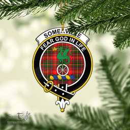 Scottish Somerville Modern Clan Tartan Mica Ornament Christmas Decoratio - 2-Sided  Scottish Plaid Tartan Plaid