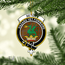 Scottish Seton Hunting Modern Clan Tartan Mica Ornament Christmas Decoratio - 2-Sided  Scottish Plaid Tartan Plaid