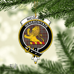 Scottish Nicolson Hunting Weathered Clan Tartan Mica Ornament Christmas Decoratio - 2-Sided  Scottish Plaid Tartan Plaid