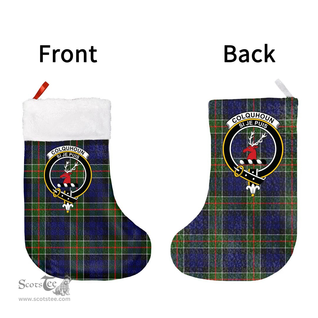 Scottish Colquhoun Modern Clan Tartan Christmas Stocking - Crest Classic