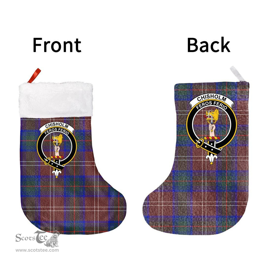 Scottish Chisholm Hunting Modern Clan Tartan Christmas Stocking - Crest Classic