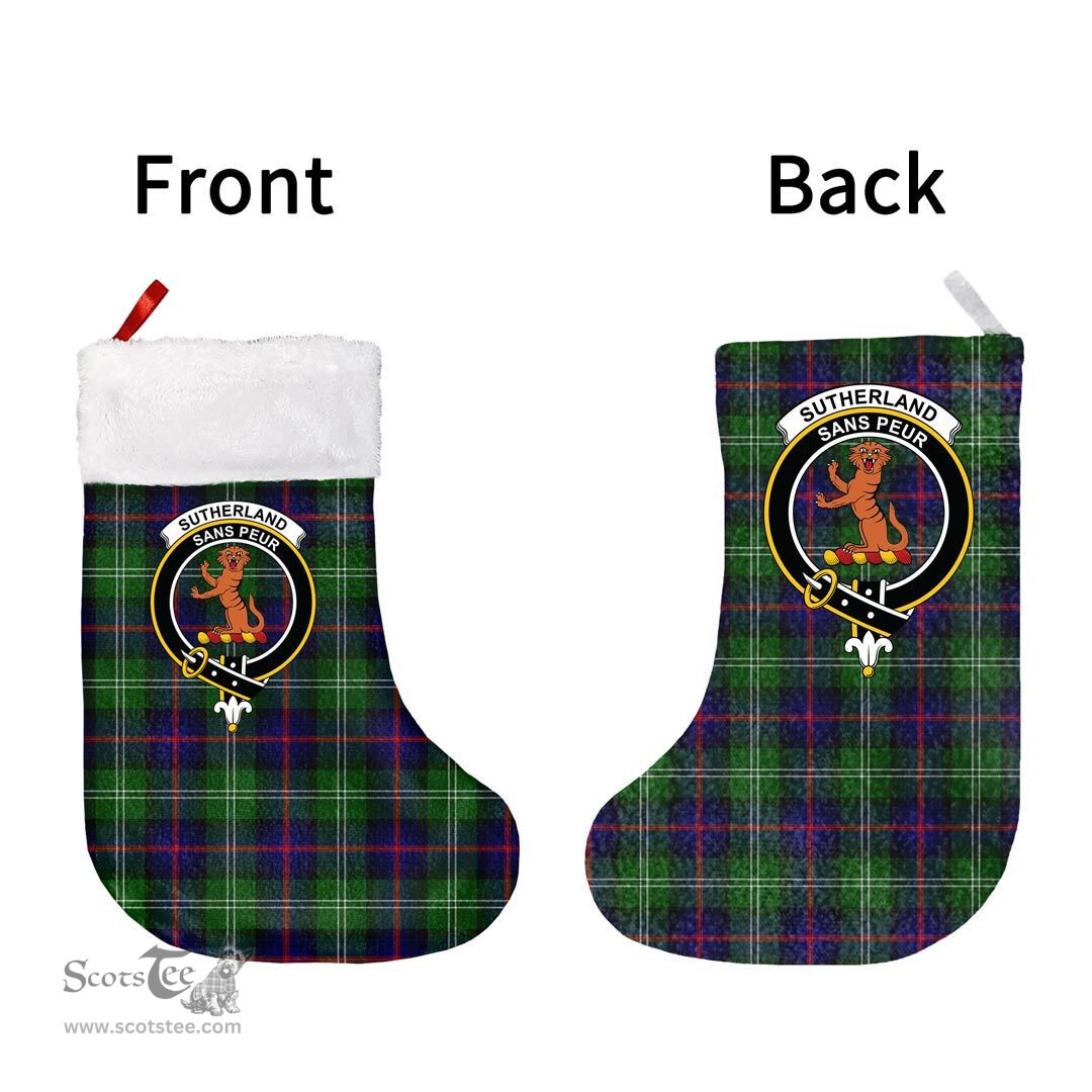 Scottish Sutherland Modern Clan Tartan Christmas Stocking - Crest Classic