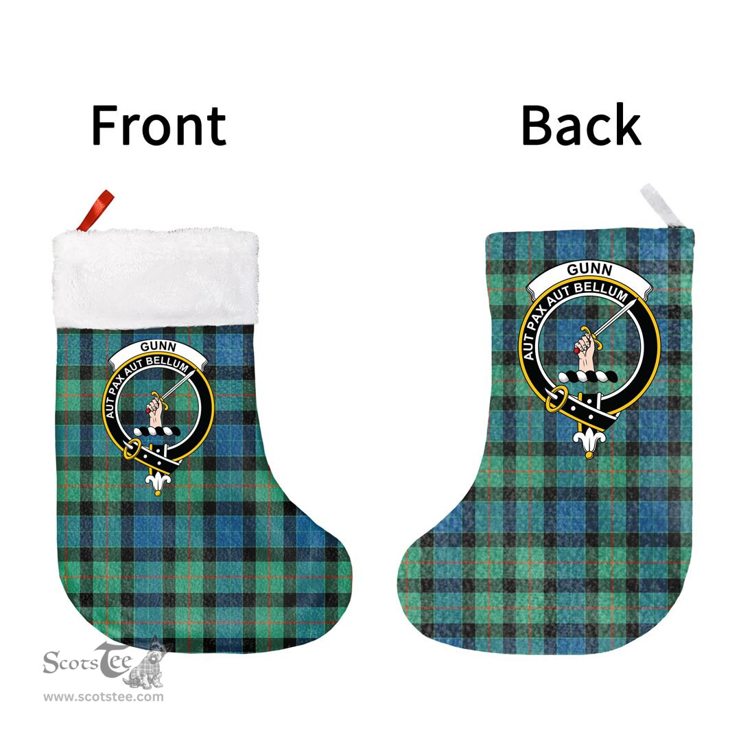 Scottish Gunn Ancient Clan Tartan Christmas Stocking - Crest Classic