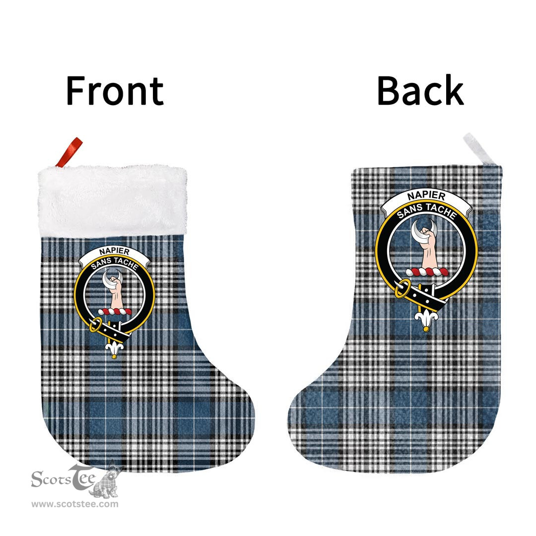 Scottish Napier Modern Clan Tartan Christmas Stocking - Crest Classic