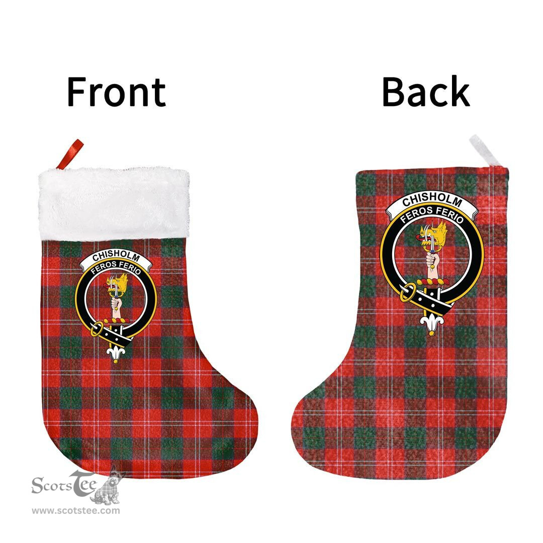 Scottish Chisholm Modern Clan Tartan Christmas Stocking - Crest Classic