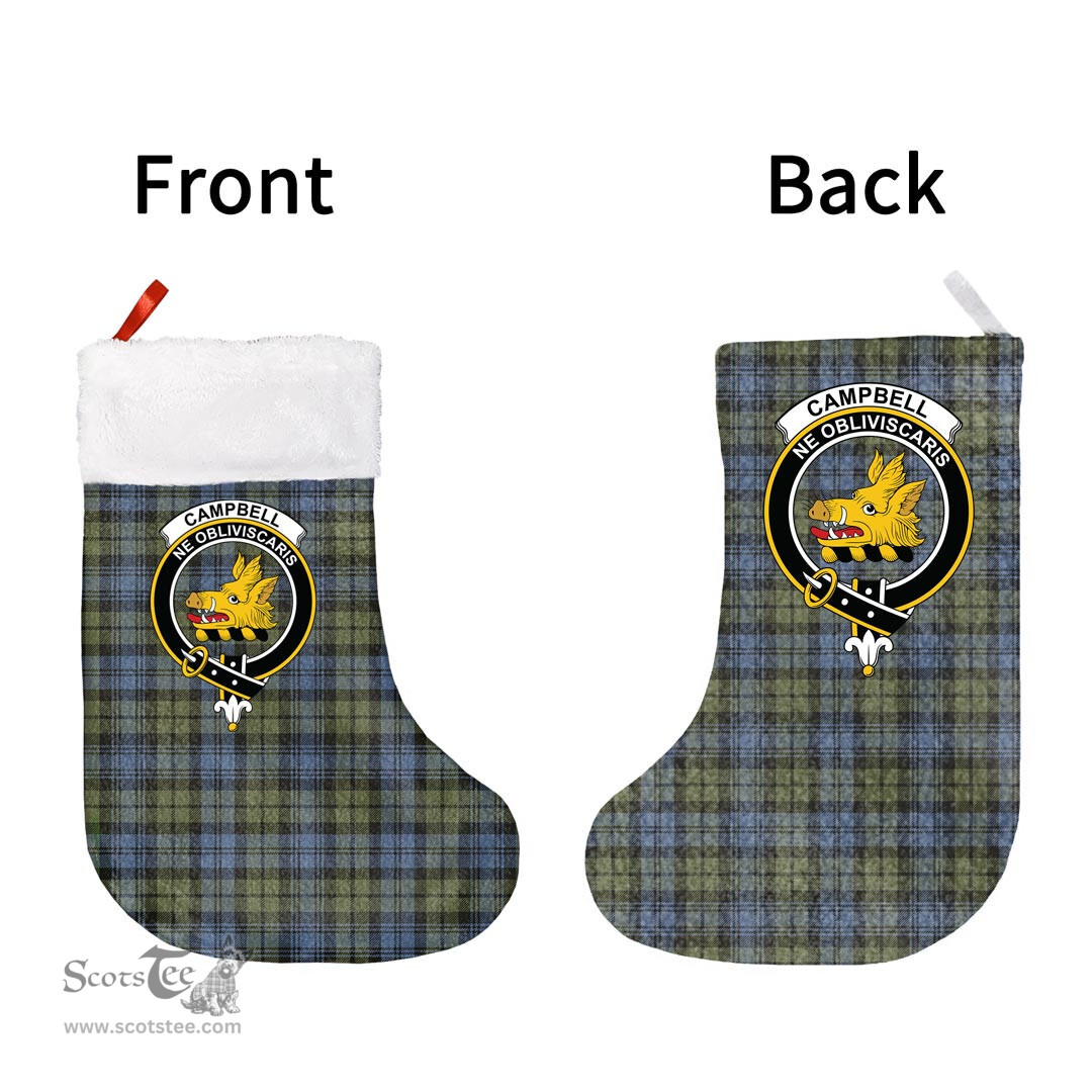 Scottish Campbell Faded Clan Tartan Christmas Stocking - Crest Classic