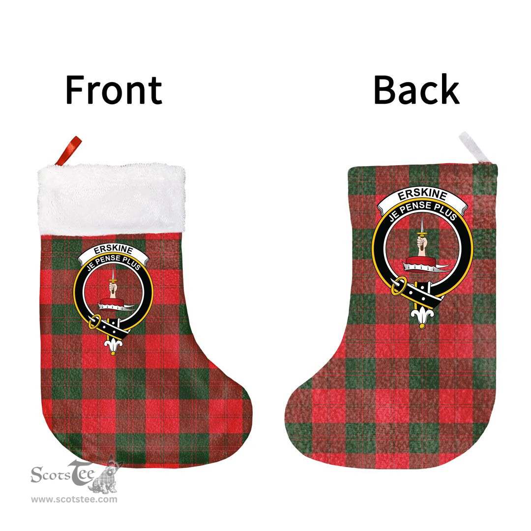 Scottish Erskine Modern Clan Tartan Christmas Stocking - Crest Classic