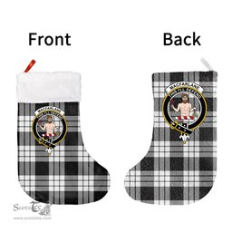 Scottish MacFarlane Black & White Ancient Clan Tartan Christmas Stocking - Crest Classic