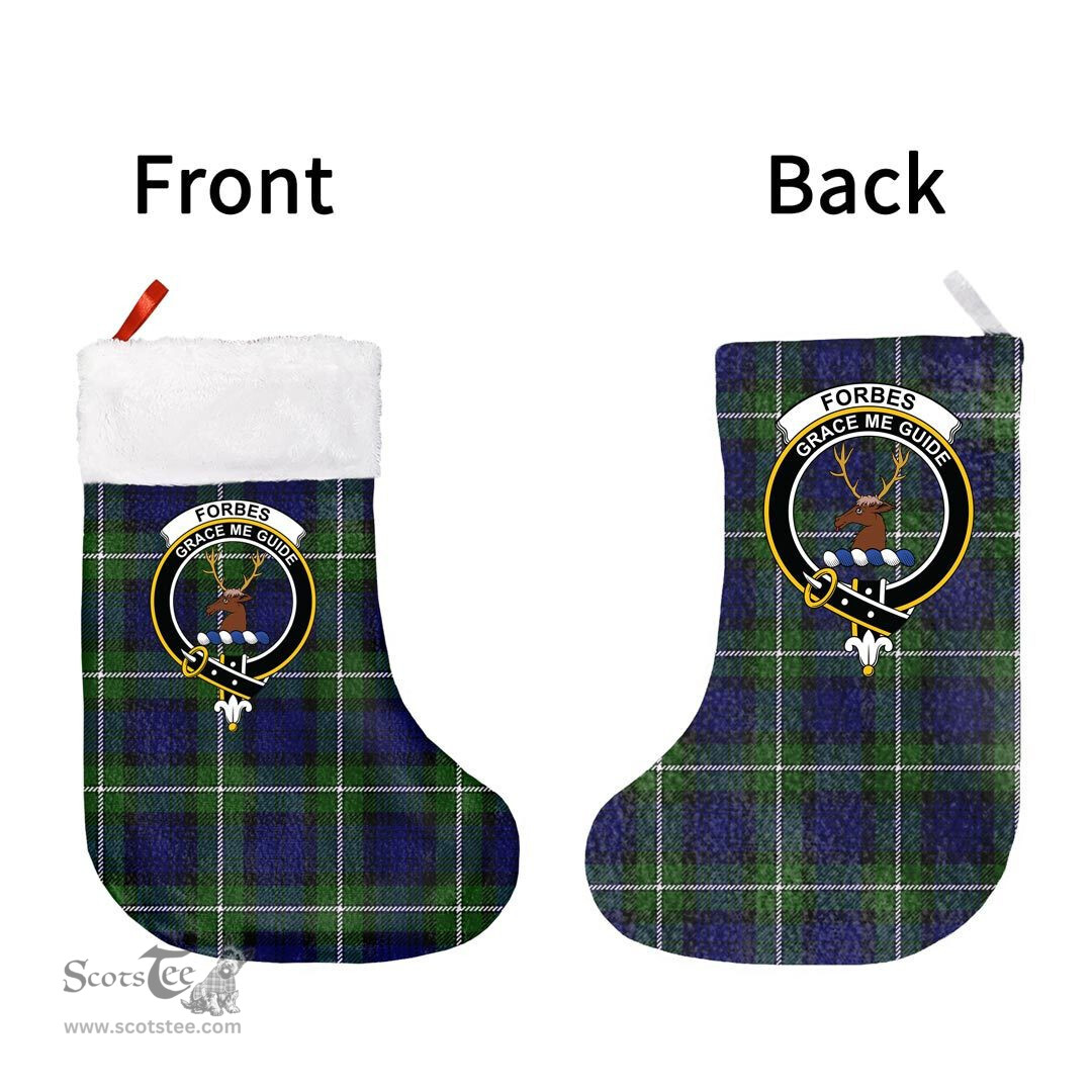 Scottish Forbes Modern Clan Tartan Christmas Stocking - Crest Classic