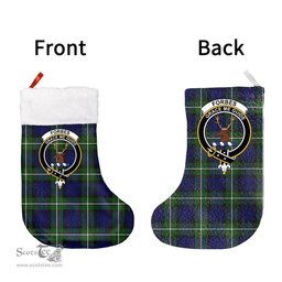 Scottish Forbes Modern Clan Tartan Christmas Stocking - Crest Classic
