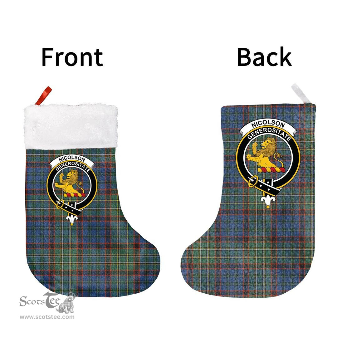 Scottish Nicolson Hunting Ancient Clan Tartan Christmas Stocking - Crest Classic