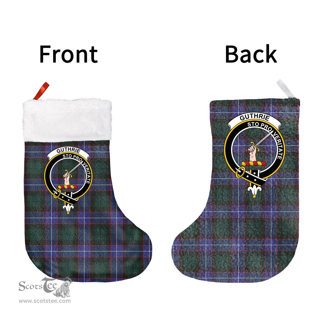 Scottish Guthrie Modern Clan Tartan Christmas Stocking - Crest Classic