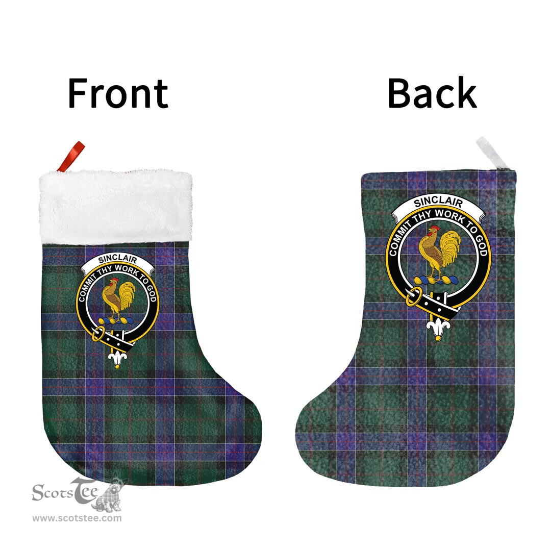 Scottish Sinclair Hunting Modern Clan Tartan Christmas Stocking - Crest Classic