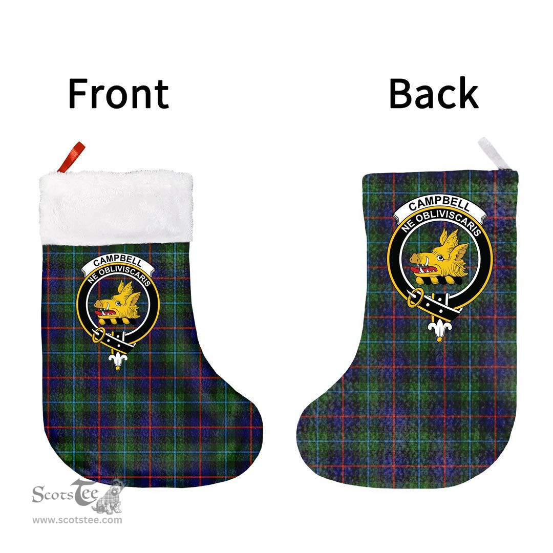 Scottish Campbell of Cawdor Modern Clan Tartan Christmas Stocking - Crest Classic