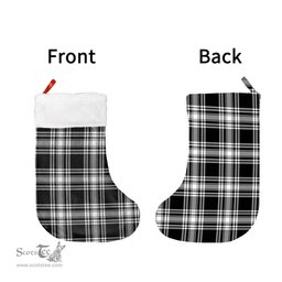 Scottish Menzies Black & White Modern Clan Tartan Christmas Stocking - Classic