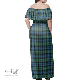 Scottish Campbell Ancient 02 Clan Tartan Off Shoulder Long Dress - Classic Scottish Plaid Tartan Plaid
