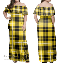 Scottish Barclay Dress Modern Clan Tartan Off Shoulder Long Dress - Classic Scottish Plaid Tartan Plaid