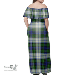 Scottish Blackwatch Dress Modern Clan Tartan Off Shoulder Long Dress - Classic Scottish Plaid Tartan Plaid