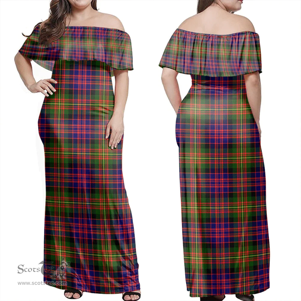 Scottish Carnegie Modern Clan Tartan Off Shoulder Long Dress - Classic Scottish Plaid Tartan Plaid