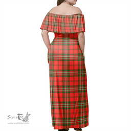 Scottish Scott Modern Clan Tartan Off Shoulder Long Dress - Classic Scottish Plaid Tartan Plaid