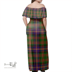 Scottish Cochrane Modern Clan Tartan Off Shoulder Long Dress - Classic Scottish Plaid Tartan Plaid