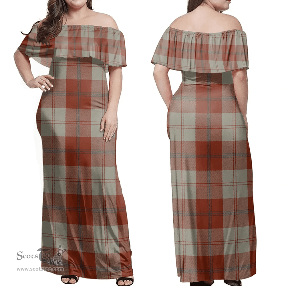 Scottish Davidson Dress Dancers Clan Tartan Off Shoulder Long Dress - Classic Scottish Plaid Tartan Plaid
